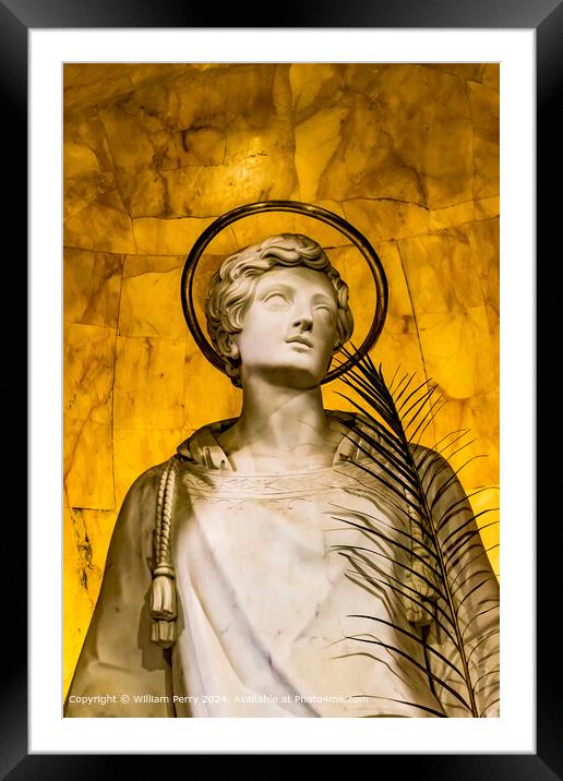 Angel Statue Rome Italy Framed Mounted Print by William Perry
