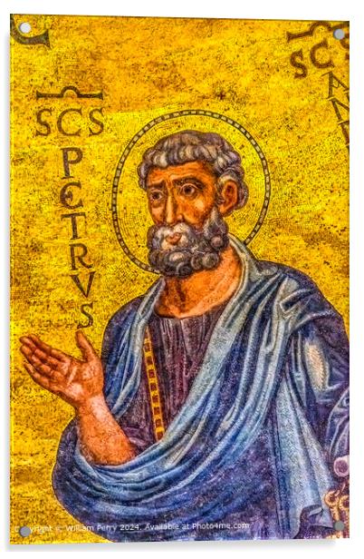 Saint Peter Mosaic Rome Acrylic by William Perry