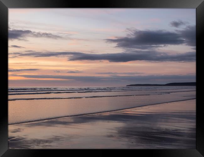 Westward Ho Beach Sunset Framed Print by Tony Twyman