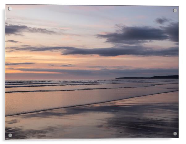 Westward Ho Beach Sunset Acrylic by Tony Twyman