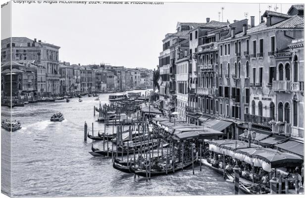 Grand Canal from the Rialto Bridge in Venice mono Canvas Print by Angus McComiskey