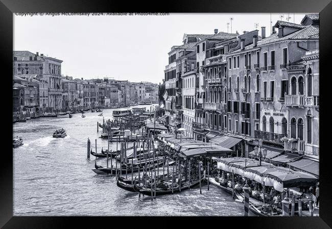 Grand Canal from the Rialto Bridge in Venice mono Framed Print by Angus McComiskey