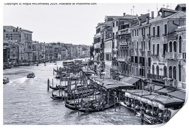 Grand Canal from the Rialto Bridge in Venice mono Print by Angus McComiskey