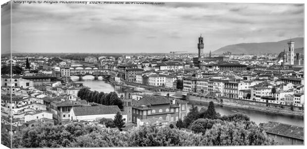 Ponte Vecchio, River Arno and Florence skyline Canvas Print by Angus McComiskey
