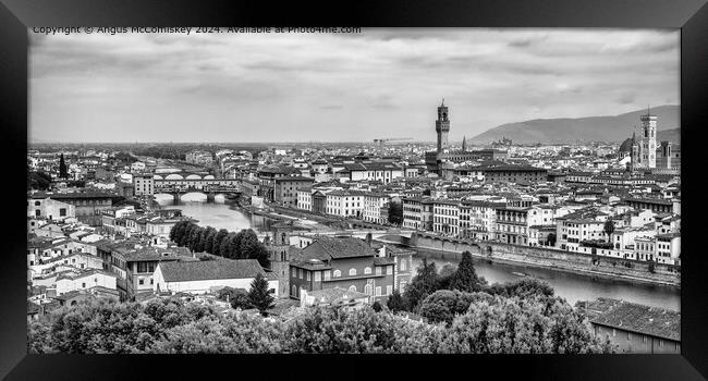 Ponte Vecchio, River Arno and Florence skyline Framed Print by Angus McComiskey