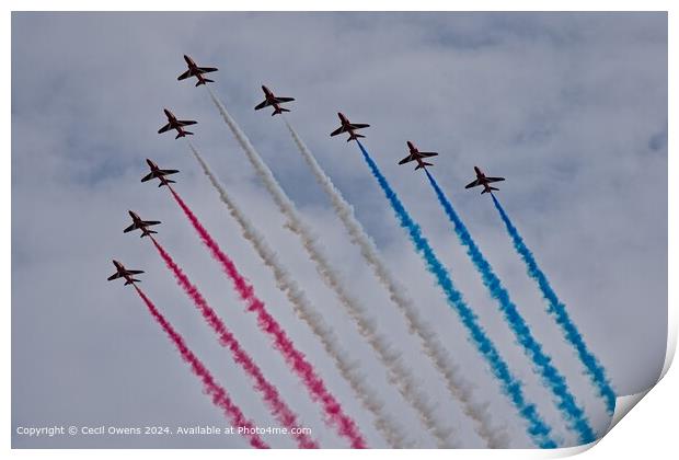 Vibrant Red Arrows Flyover Print by Cecil Owens