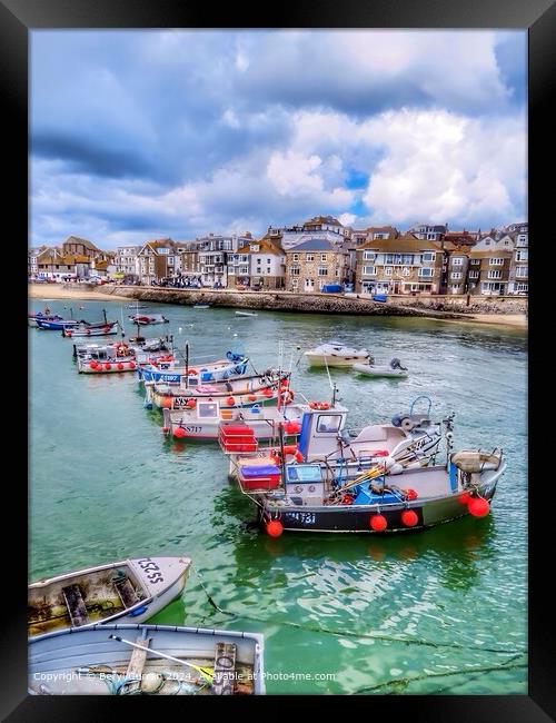 St Ives Harbour  Framed Print by Beryl Curran
