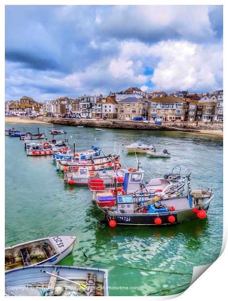 St Ives Harbour  Print by Beryl Curran