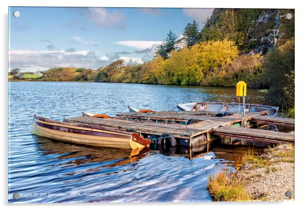 Colourful Boats Reflection, Ireland Acrylic by jim Hamilton