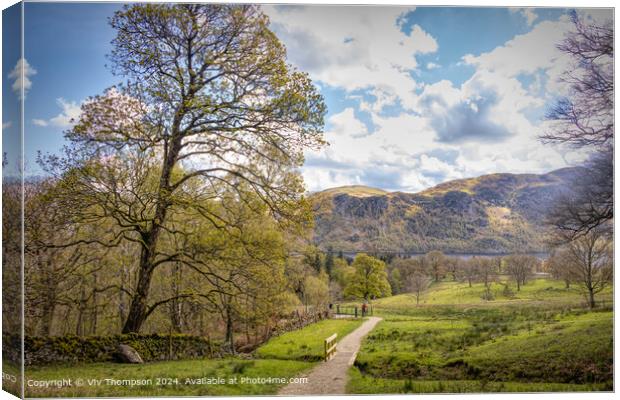 Ullswater Lake, Aira Force Waterfall Canvas Print by Viv Thompson