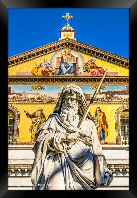 Saint Paul Statue Rome Framed Print by William Perry