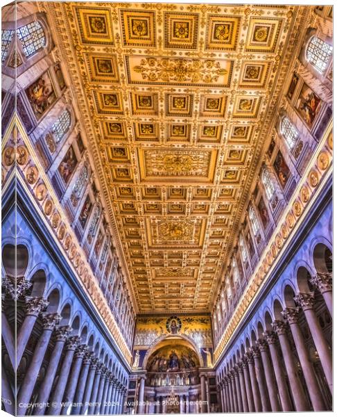 St Paul Beyond the Walls Long Nave Rome Italy Canvas Print by William Perry