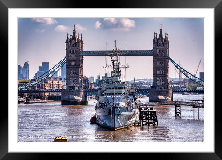HMS Belfast and Tower Bridge Framed Mounted Print by Stuart Wyatt