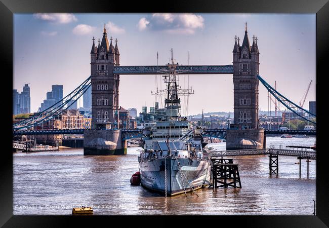 HMS Belfast and Tower Bridge Framed Print by Stuart Wyatt