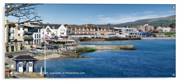 Swanage Seaside Town Panorama Acrylic by Stuart Wyatt