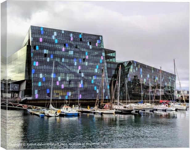 Harpa Concert Hall Sea View Canvas Print by Robert Galvin-Oliphant