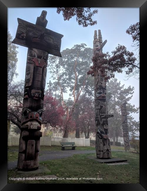 Misty Morning Totem Poles Framed Print by Robert Galvin-Oliphant