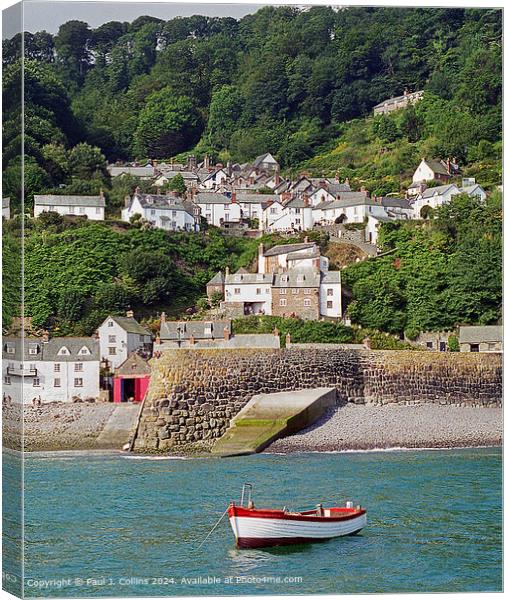 Clovelly from the Sea Canvas Print by Paul J. Collins