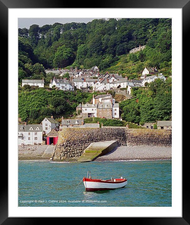 Clovelly from the Sea Framed Mounted Print by Paul J. Collins