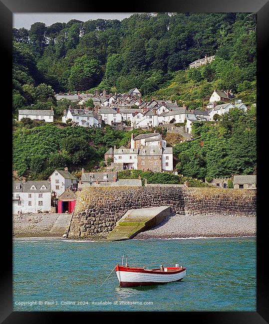 Clovelly from the Sea Framed Print by Paul J. Collins