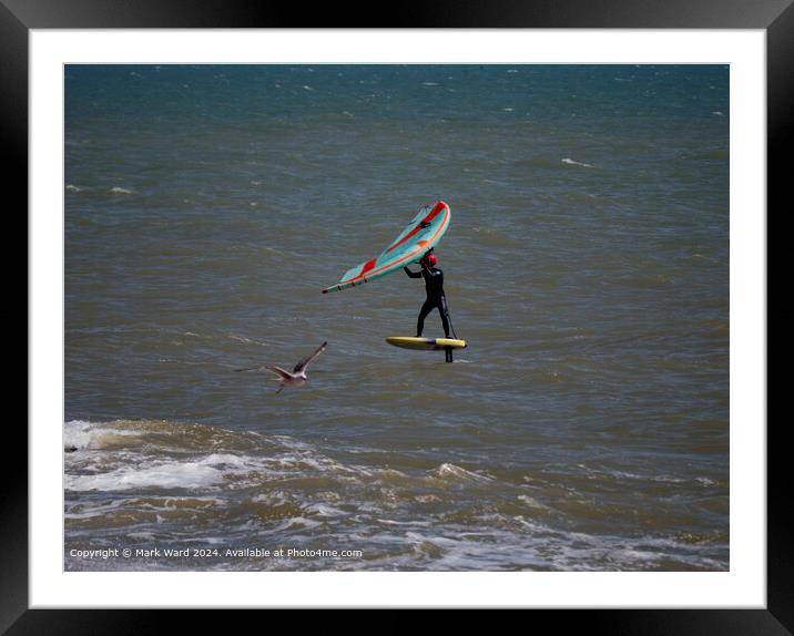 Thrilling Wing Foil Surfing Framed Mounted Print by Mark Ward