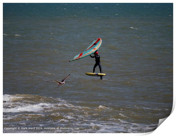 Thrilling Wing Foil Surfing Print by Mark Ward