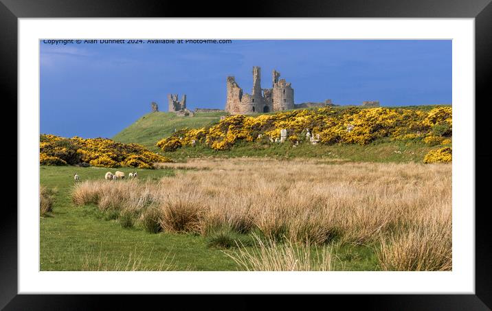 Dunstanburgh Castle Landscape Framed Mounted Print by Alan Dunnett