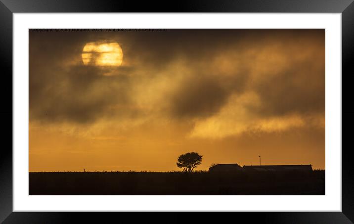 Golden Sunlight Farm Sunset Framed Mounted Print by Alan Dunnett