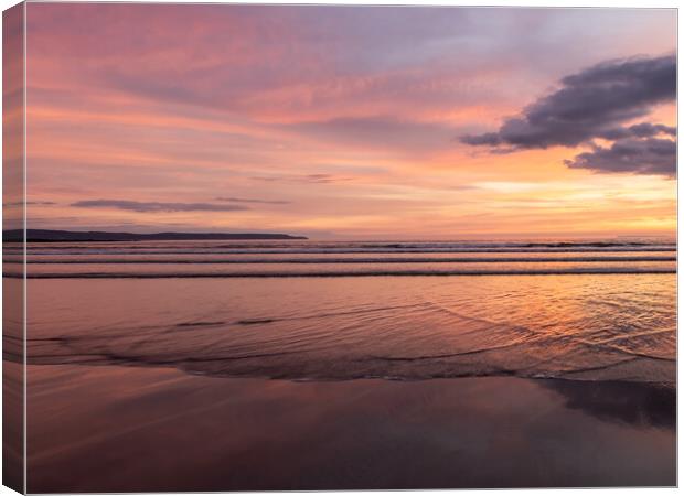 North Devon Sunset Reflections Canvas Print by Tony Twyman