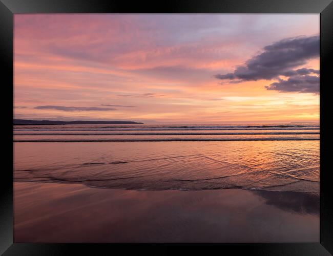 North Devon Sunset Reflections Framed Print by Tony Twyman
