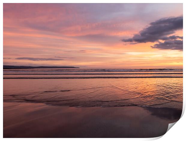 North Devon Sunset Reflections Print by Tony Twyman