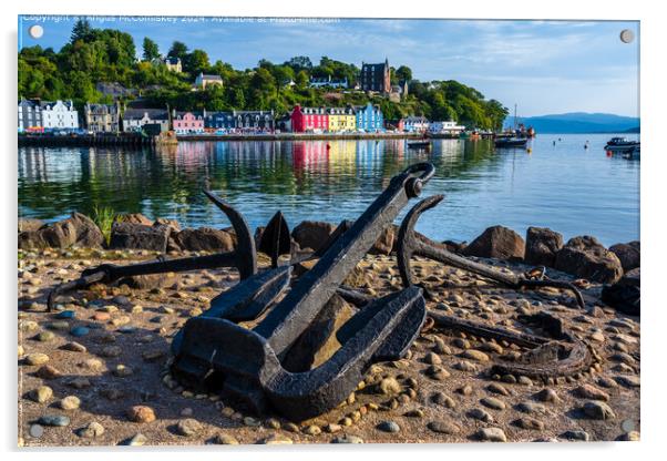 Anchors on quayside at Tobermory, Isle of Mull Acrylic by Angus McComiskey