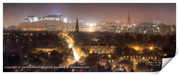 Edinburgh Castle Night Cityscape Print by Karsten Moerman