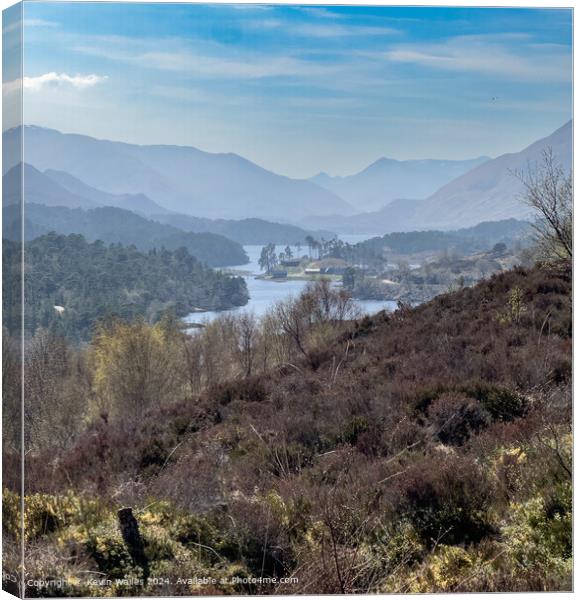 Misty Heather Mountains in Glen Affric Canvas Print by Kevin Wailes