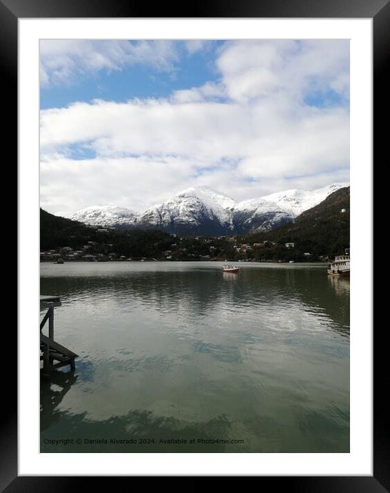 Blue Waters, Snowy Peaks Framed Mounted Print by Daniela Alvarado