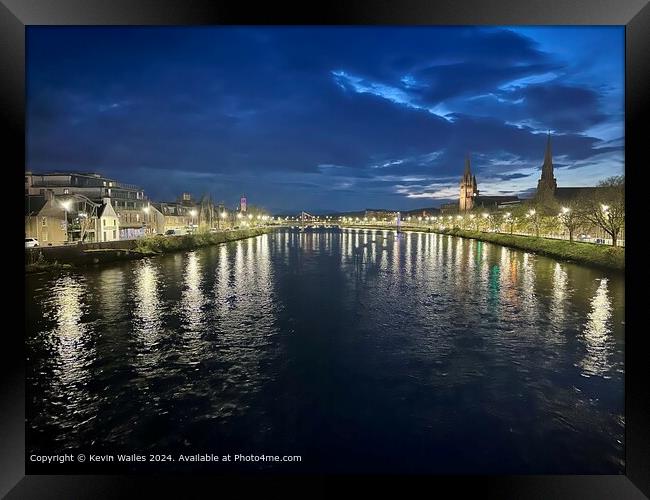 Inverness River Lights Reflection Framed Print by Kevin Wailes