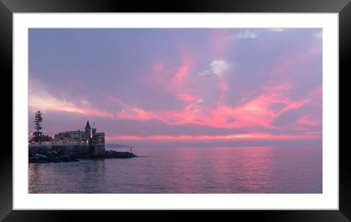 Castle Sunset Ocean Valparaiso Framed Mounted Print by Camilo Diaz
