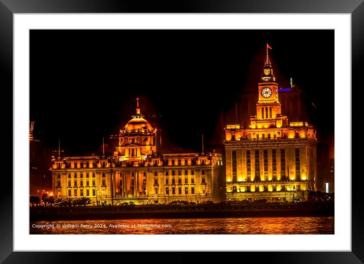 The Bund Shanghai Night Framed Mounted Print by William Perry