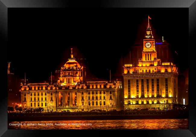 The Bund Shanghai Night Framed Print by William Perry