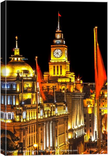 Bund Shanghai China Night Canvas Print by William Perry