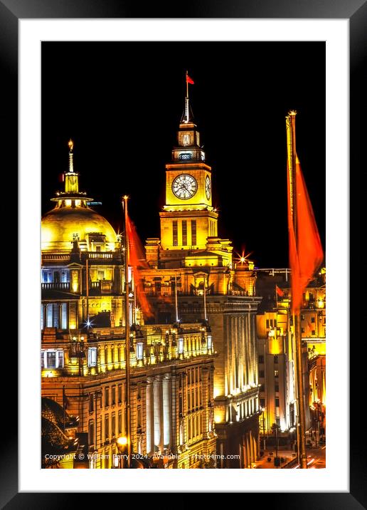 Bund Shanghai China Night Framed Mounted Print by William Perry