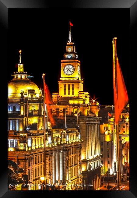 Bund Shanghai China Night Framed Print by William Perry