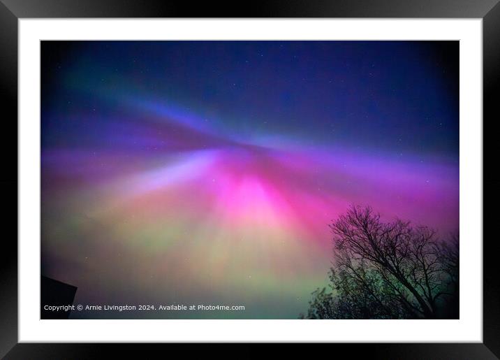 Omagh Aurora Borealis Landscape Framed Mounted Print by Arnie Livingston