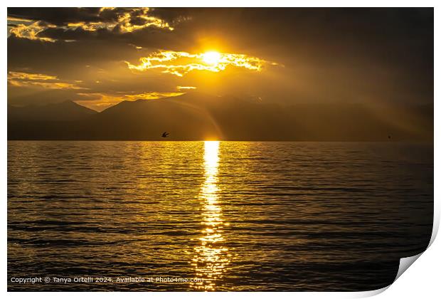 Garda Lake Sunset Print by Tanya Ortelli