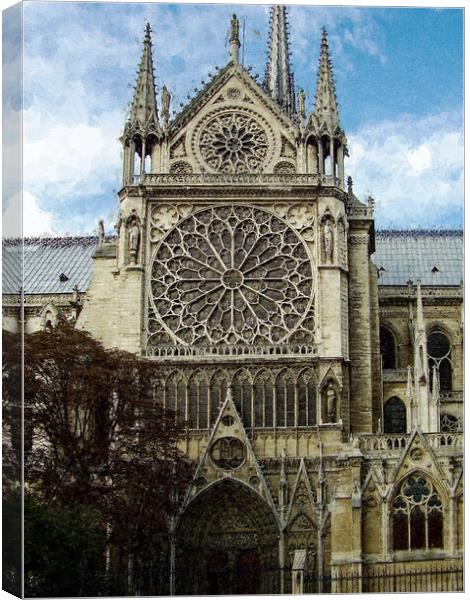 Notre Dame Cathedral Watercolour Canvas Print by Steve Painter