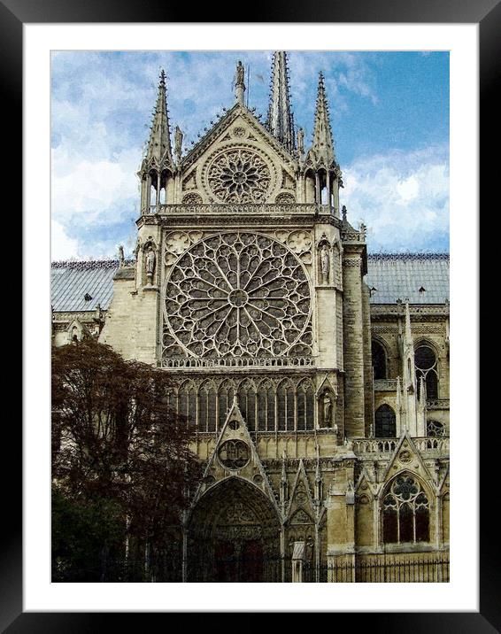 Notre Dame Cathedral Watercolour Framed Mounted Print by Steve Painter