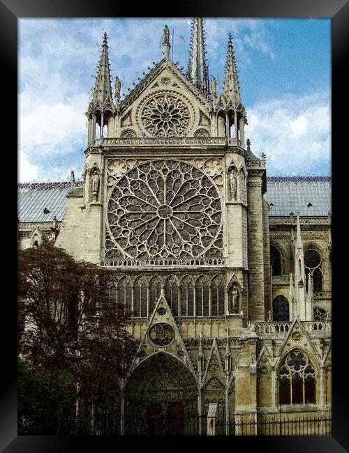 Notre Dame Cathedral Watercolour Framed Print by Steve Painter