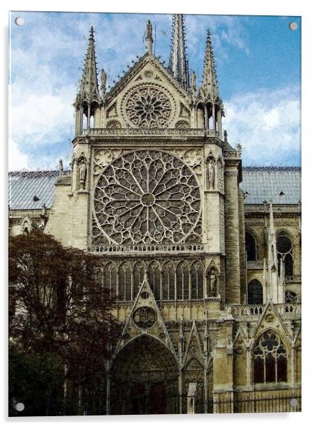 Notre Dame Cathedral Watercolour Acrylic by Steve Painter