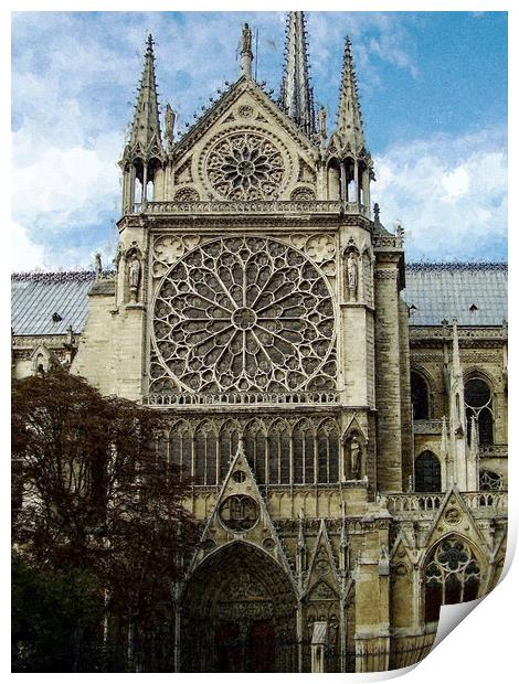 Notre Dame Cathedral Watercolour Print by Steve Painter