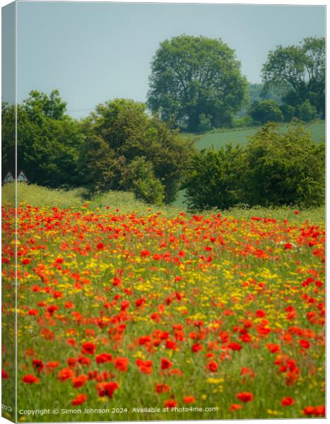 Cotswolds Wildflower Meadow Canvas Print by Simon Johnson